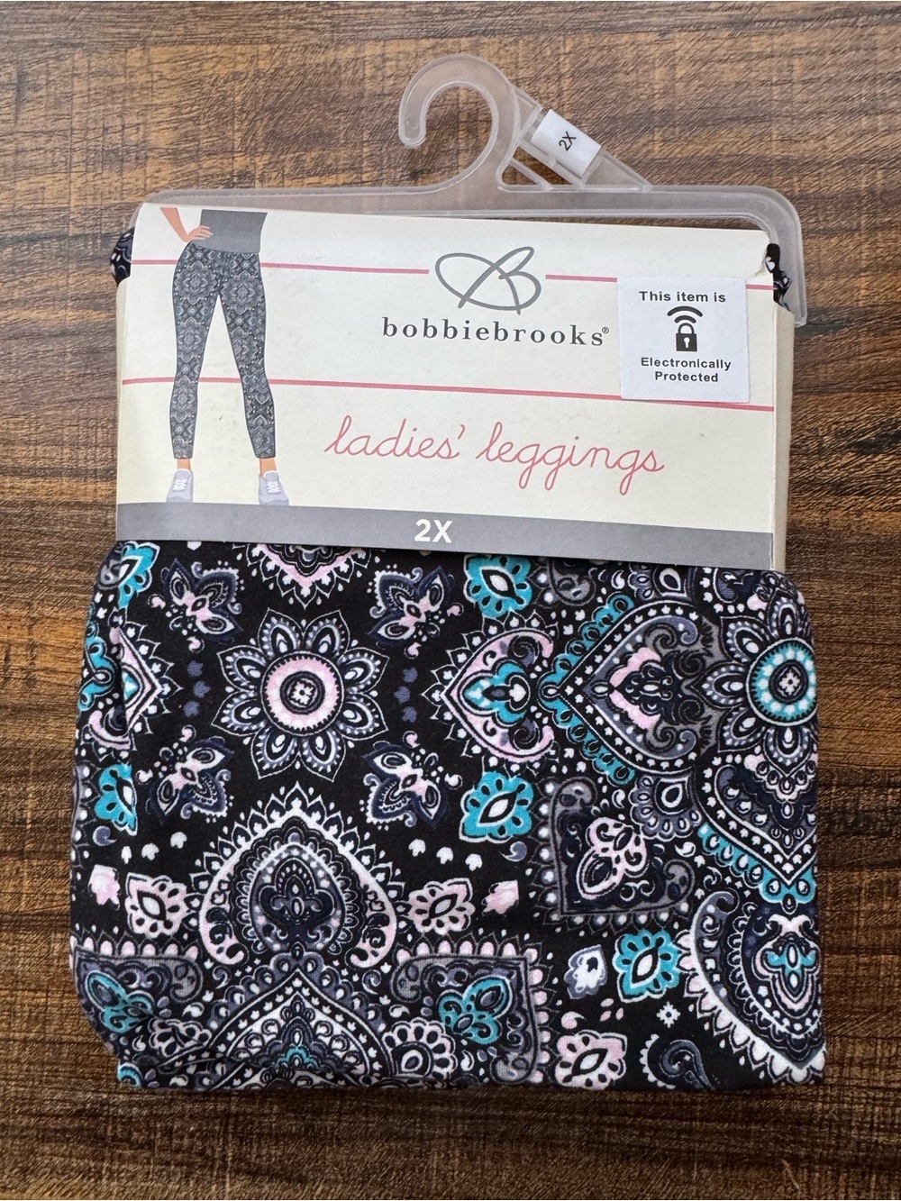 NWT Bobbie Brooks Printed Leggings Plus Size 2X Mandala Paisley Black Blue Purpl